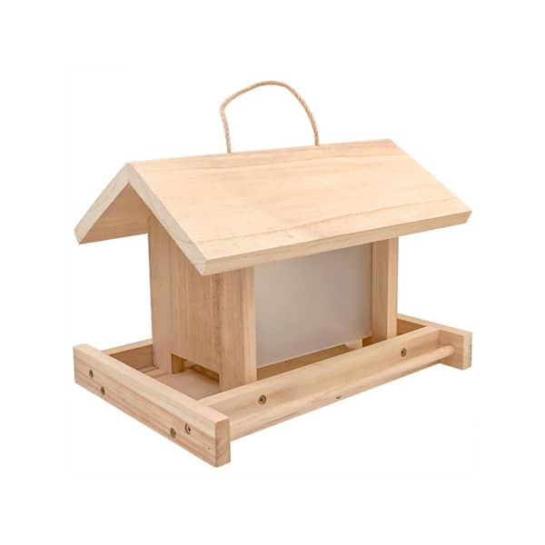 SenQWFa Brown Wood Hanging Mount Large Capacity Open Windows Bird