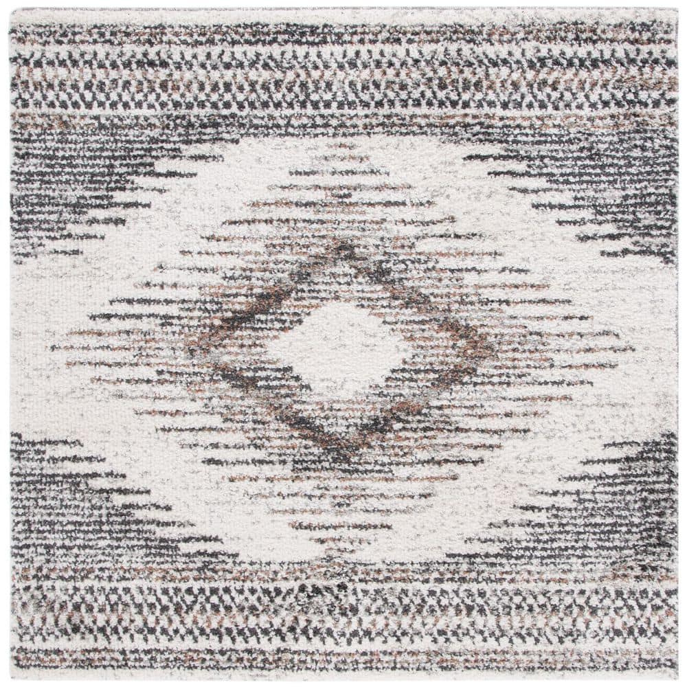 Jericho Shag 5 ft. x 5 ft. Black/Rust Diamond Ornate Square Area Rug price history on PriceWatchPro
