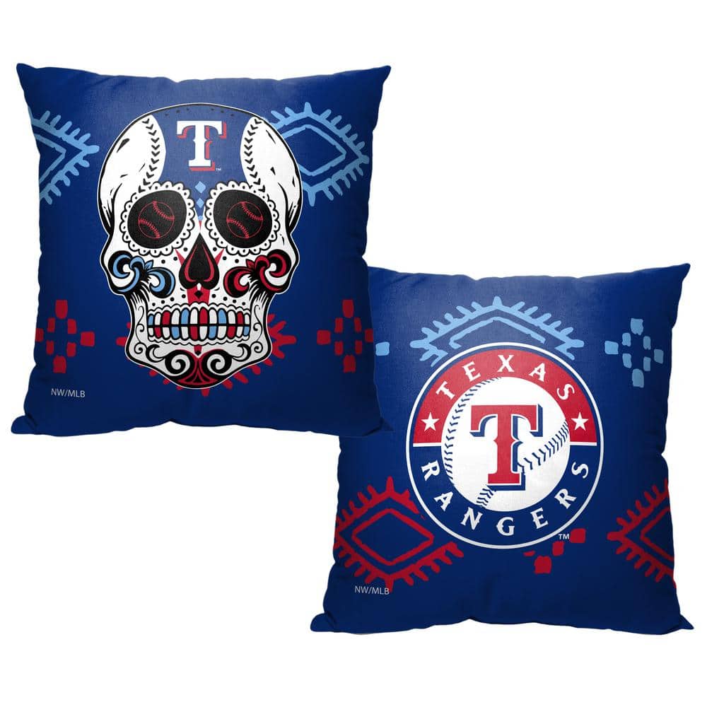 Texas Rangers Blue Polyester Candy Skull Throw Pillow