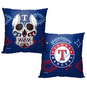 MLB Rangers Candy Skull Printed Polyester Throw Pillow 18 X 18