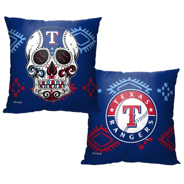 THE NORTHWEST GROUP MLB Rangers Candy Skull Printed Polyester Throw Pillow 18 X 18