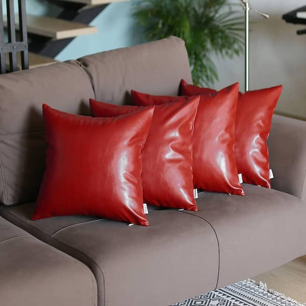 red leather throw pillows