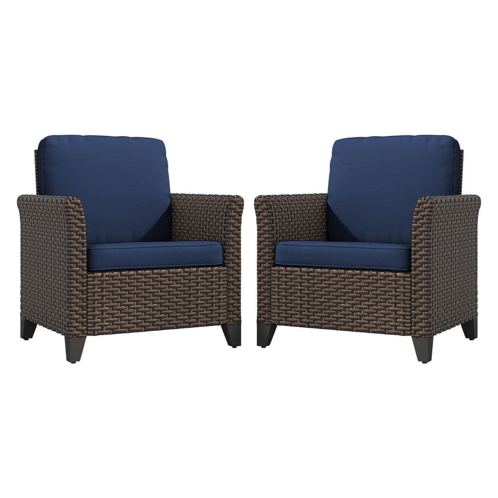 2-Piece Wicker Patio Outdoor Lounge Chair with Blue Cushions price history on PriceWatchPro