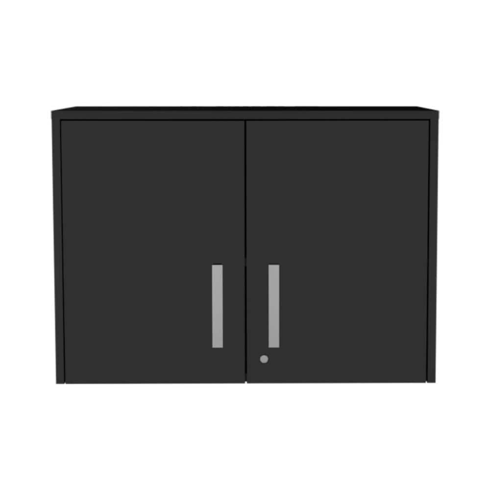 27.6 in. W x 16 in. D x 20 in. H Kitchen Storage Wall Cabinet in Black Two Doors, Three Internal Shelves price history on PriceWatchPro