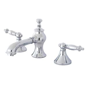 Templeton 8 in. Widespread 2-Handle Bathroom Faucets with Brass Pop-Up in Polished Chrome