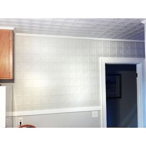 Dimensions Faux 2 ft. x 4 ft. Tin Style Ceiling and Wall Tiles in White
