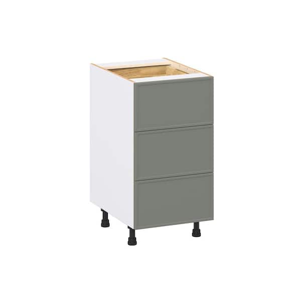 J COLLECTION Fairview 18 in. W x 24 in. D x 34.5 in. H Assembled Slim Shaker Drawer Base Kitchen Cabinet in Moss Green with 4-Drawers