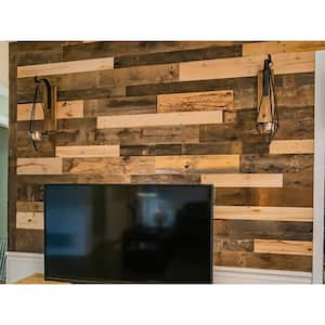 1/2 in. x 32 in. Multi-Width Multi-Color Kiln Dried Antique 100% Reclaimed Wood Kit Planks(10 sq. ft.)