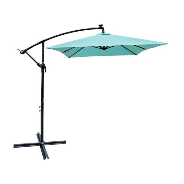 6.5 ft. x 10 ft. Rectangle Outdoor Patio Umbrella with Crank and Cross Base in Turquoise
