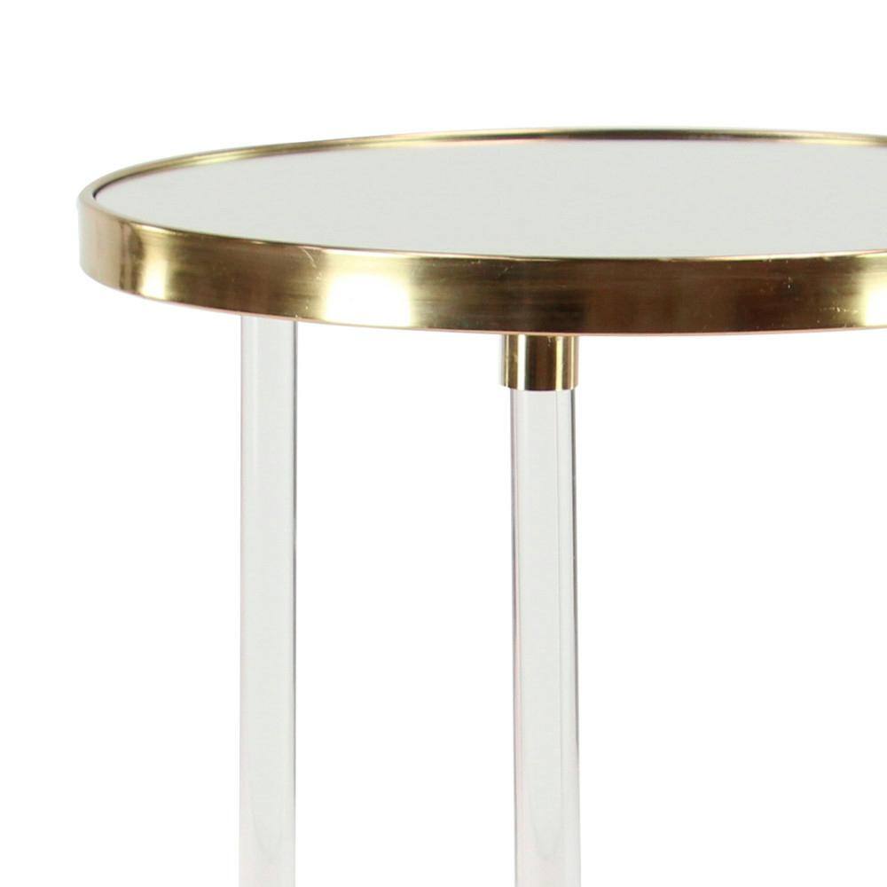 Elegant Gold Round Acrylic Accent Table with Mirrored Top
