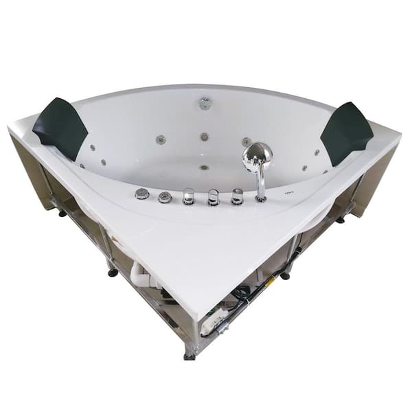EAGO 59 in. Acrylic Offset Drain Corner Apron Front Whirlpool