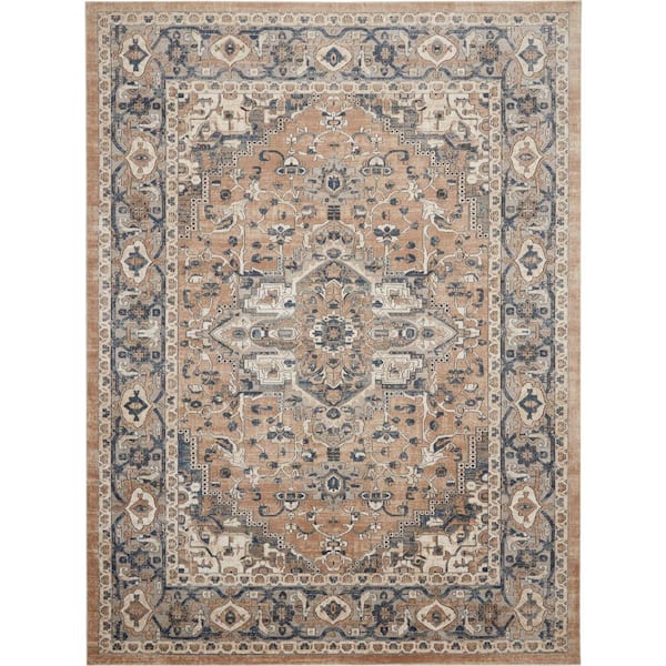 Nourison Concerto Beige/Grey 10 ft. x 14 ft. Center medallion Traditional Area Rug