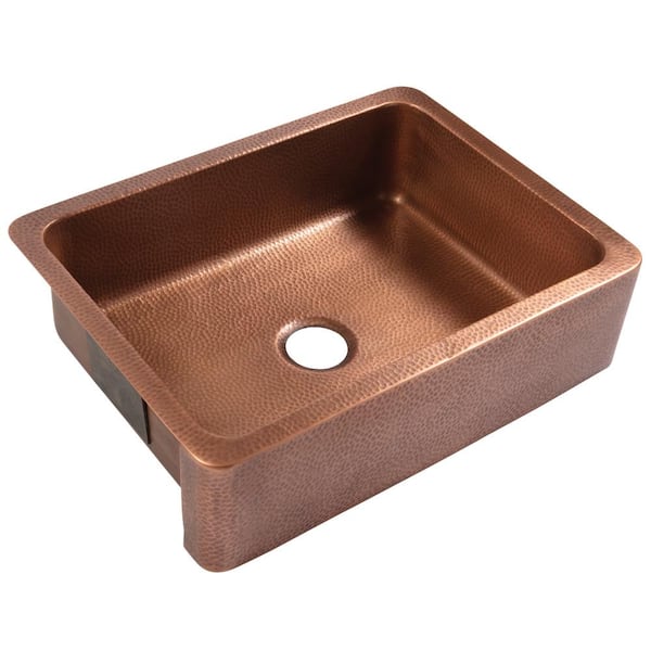 Lange 30 in. Farmhouse Apron Front Undermount Single Bowl 16 Gauge Antique Copper Kitchen Sink