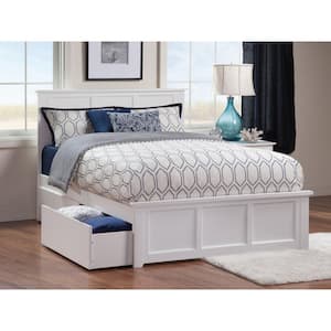 Madison White Full Platform Bed with Matching Foot Board with 2-Urban Bed Drawers