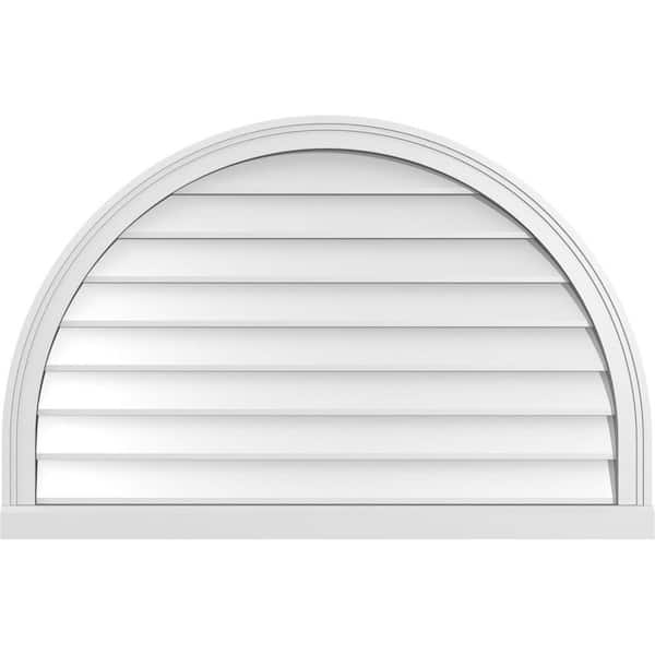 Ekena Millwork 40 in. x 26 in. Round Top White PVC Paintable Gable Louver Vent Non-Functional