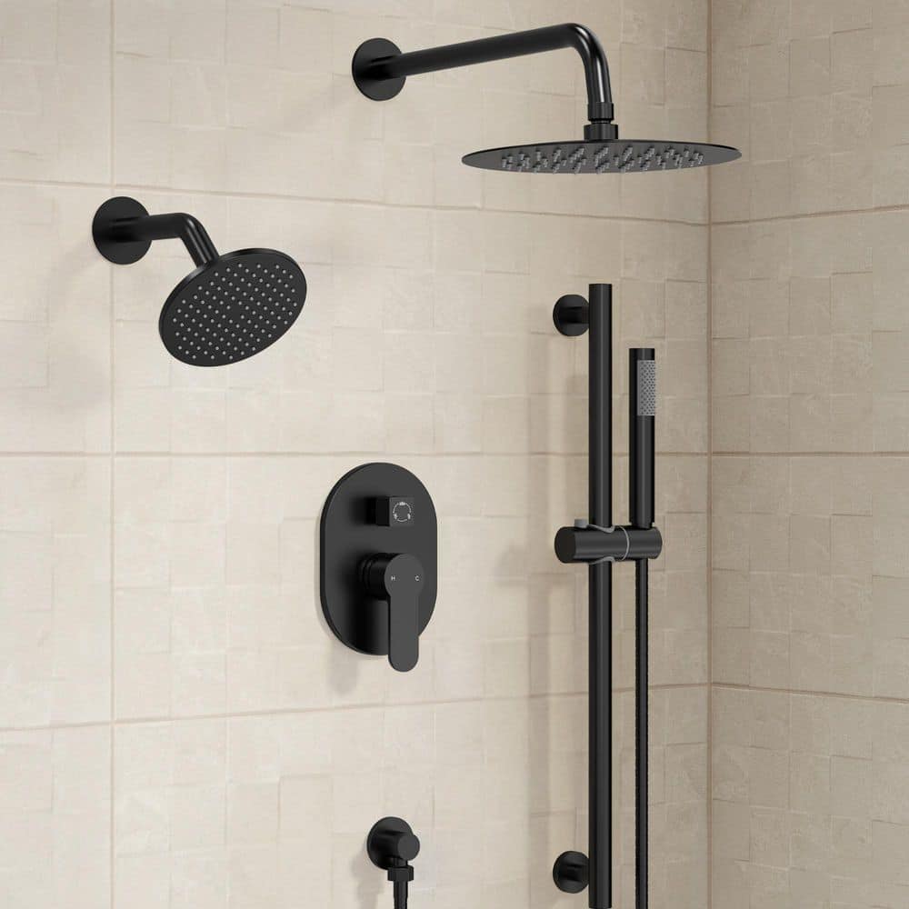 GRANDJOY 3 in 1 Showers with Valve 3-Spray Dual Wall Mount 10 in