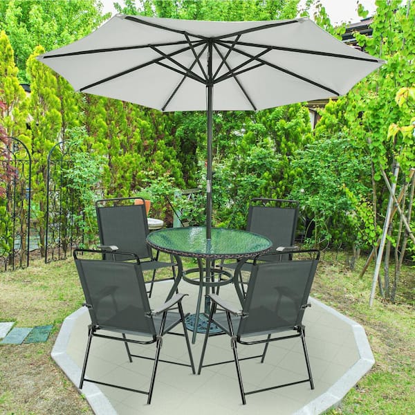 Set of 4 Folding Patio Chair Portable Sling Chair Yard Garden Outdoor