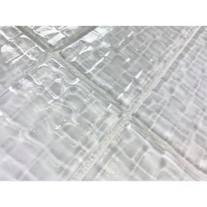 Coastal Style Glossy Snow White Subway 2 in. x 8 in. Textured Glass Wall Tile (10.67 sq. ft./case)