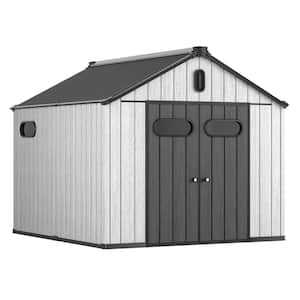 Outdoor 8 ft. W x 10 ft. D Plastic Storage Resin Shed with Floor Foundation, Air Vents for Patio, Grey (74.1 sq. ft. )