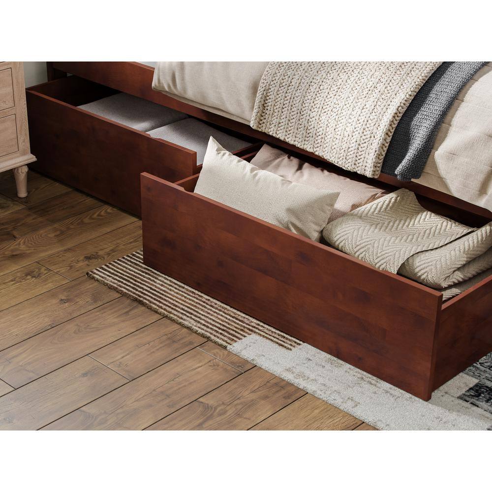 Canyon Walnut Queen Wood Platform Bed with Storage Drawers