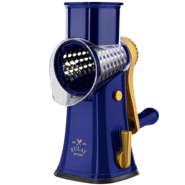 Rotary Cheese Grater 5-Blade Manual Hand Crank with Suction Base & 5 Interchangeable Drums