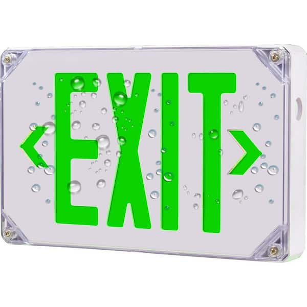 CIATA Green Light Up Integrated LED Hardwired or Battery Operated Wet Location Approved Exit Sign