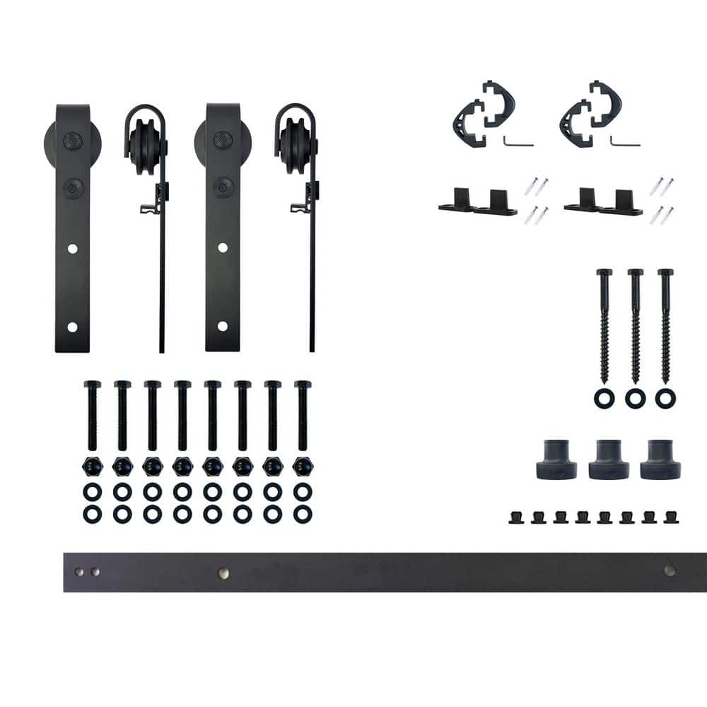 4 ft./48 in. Black Rustic Non-Bypass Sliding Barn Door Track and Hardware Kit for Double Doors price history on PriceWatchPro