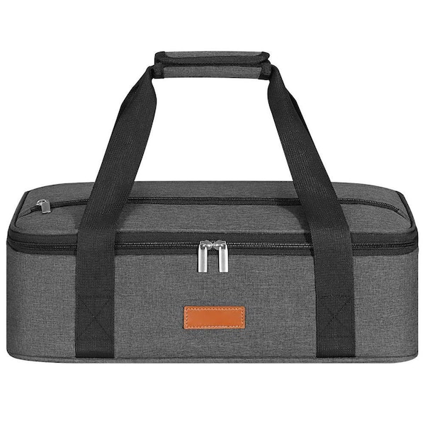 Gray Insulated Casserole Carrier for Hot or Cold Food, Potluck, Picnic, Cookout, Fits 11 x 15 or 9 x 13 Dish