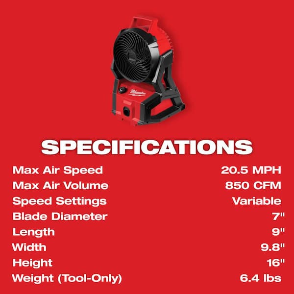 Milwaukee - M18 18-Volt Lithium-Ion Brushless Cordless PACKOUT Jobsite Fan (Tool-Only)