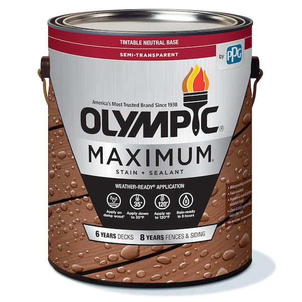 Olympic Maximum 1 gal. Neutral Base Semi-Transparent Exterior Stain and Sealant in One Low VOC