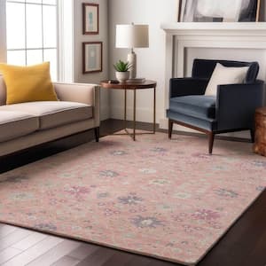 Mayfield Premium Machine Washable Abstract AMF1009 Pink 3 ft. x 5 ft. Area Rug