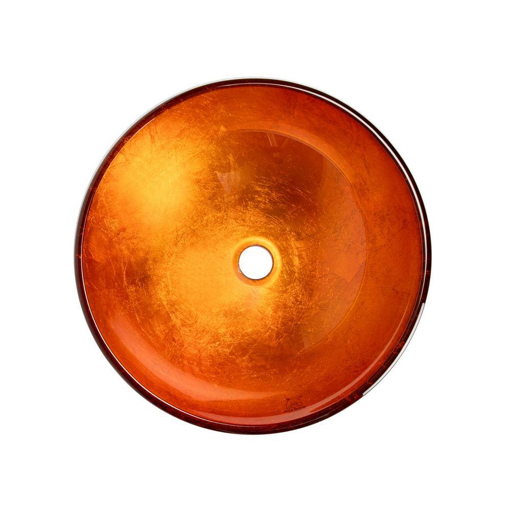 Eden 16.5'' Orange Tempered Glass Circular Vessel Sink