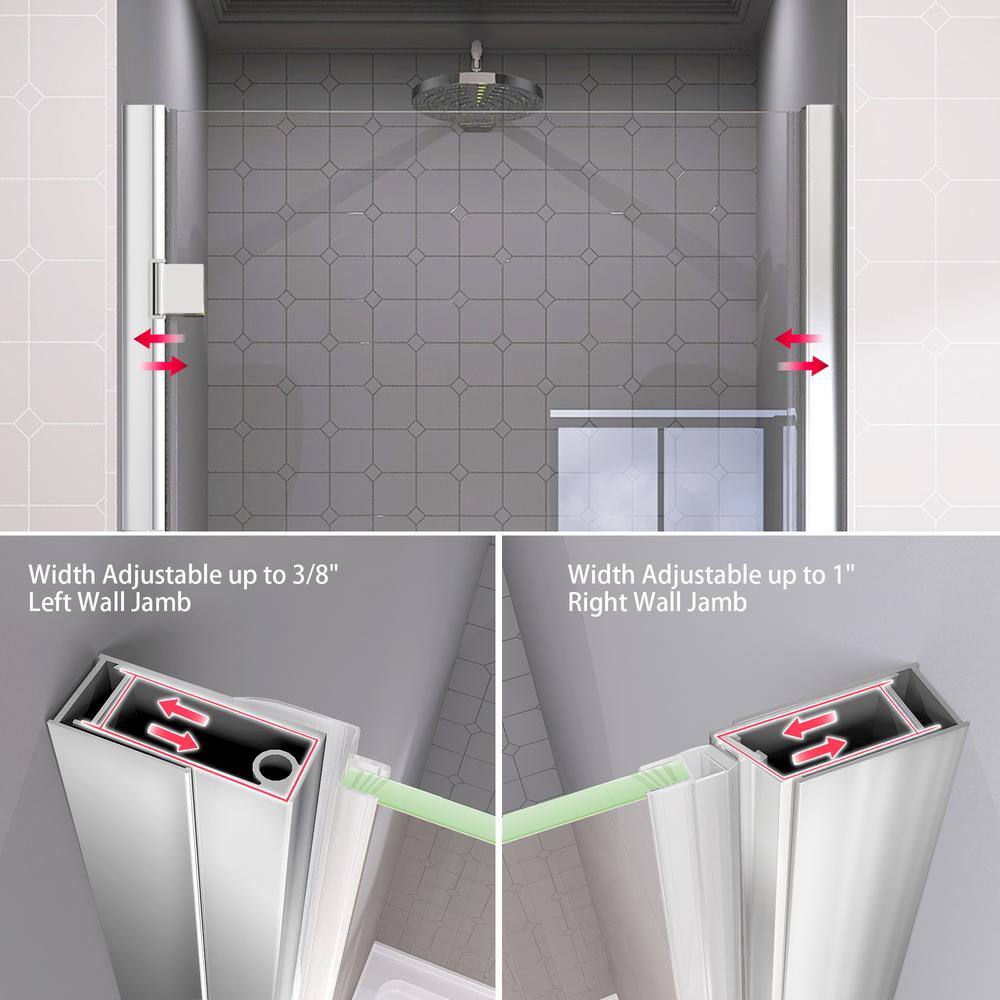 Chrome Frameless Pivot Shower Door with Clear Tempered Glass