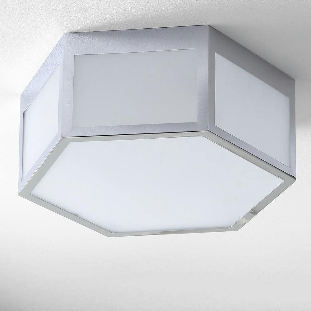 Moderno Classic 15.75" Chrome Hexagon LED Flush Mount