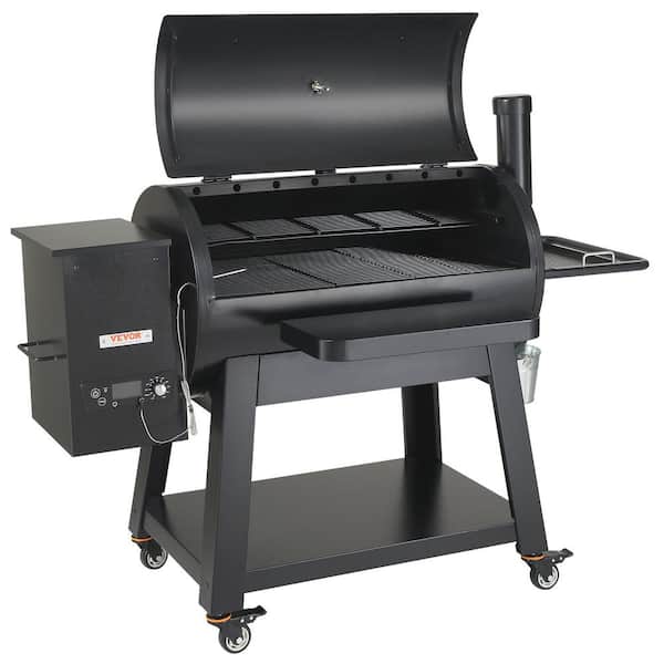 VEVOR Pellet Smoker 840 sq. in Portable Wood Pellet Grill with Cart 8 in. 1 BBQ Grill, Black