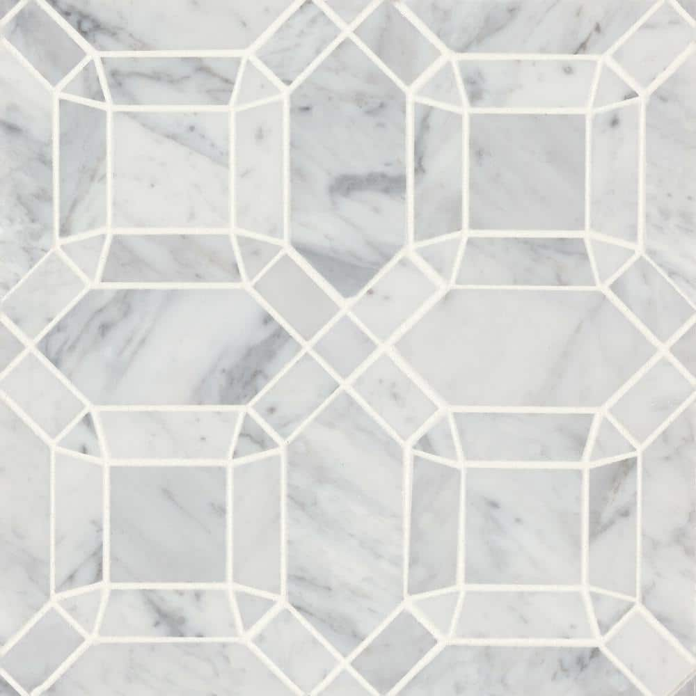 Bedrosians Monet Square 11 in. x 11 in. Honed White Carrara Marble ...