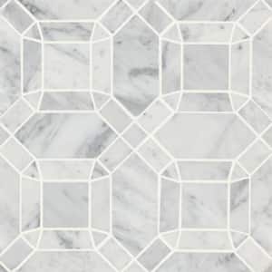 Monet Square 11 in. x 11 in. Honed White Carrara Marble Mosaic Tile (4.39 sq. ft./Carton)