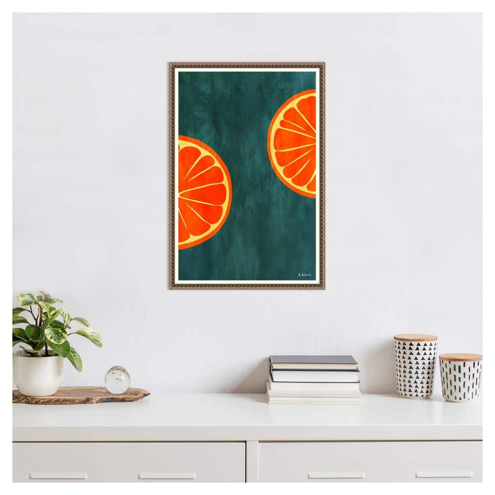 Orange Slices Abstract Canvas Print with Bronze Frame