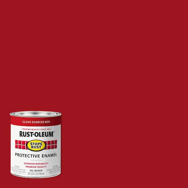 Rust-Oleum Stops Rust 1 qt. Low VOC Protective Enamel Gloss Sunrise Red Interior/Exterior Paint