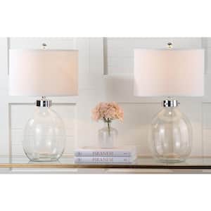 Neville 26 in. Clear Glass Table Lamp with White Shade (Set of 2)