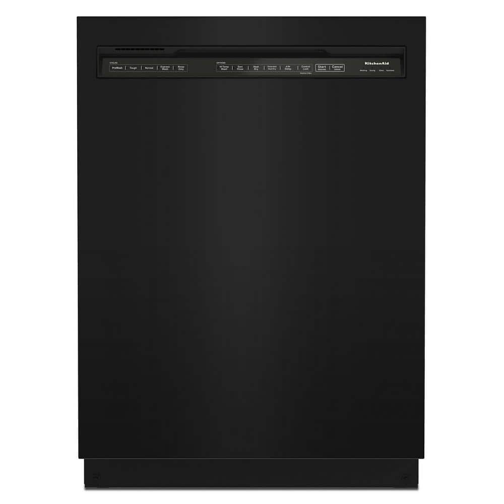 KitchenAid 24 in. Black Front Control Tall Tub Dishwasher with Stainless Steel TubThird Level Rack, 39 DBA