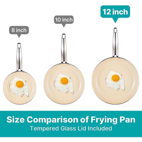 EPPMO Healthy Ceramic Nonstick Frypan, Non-toxic Skillet With Lid