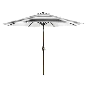 Tristen 9 ft. Stripe Market Table Patio Umbrella with Tilt and Crank in Gray/White Stripe