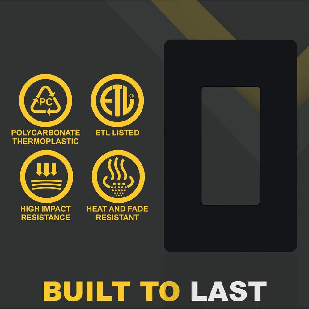 Black 1-Gang Screwless Decorator Wall Plate
