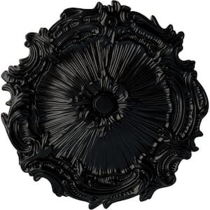 16-3/4" x 1-3/8" Plymouth Urethane Ceiling Medallion (Fits Canopies upto 1-5/8"), Hand-Painted Jet Black
