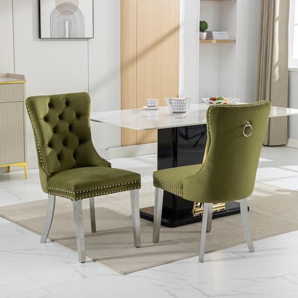 Green dining chairs with chrome legs hotsell