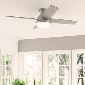 Dempsey 52 in. Indoor Matte Silver Ceiling Fan with Light Kit and Remote Included