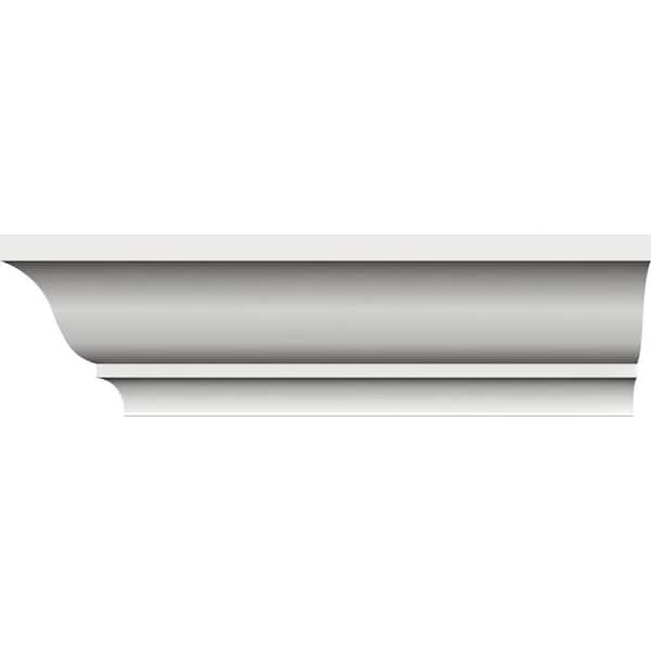Ekena Millwork 3-3/8 in. x 4-1/4 in. x 96 in. Crown Moulding, PVC (8-Pack)