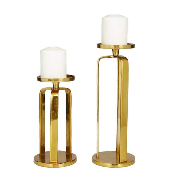 CosmoLiving by Cosmopolitan Gold Aluminum Candle Holder (Set of 2)