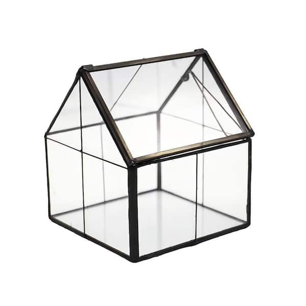Glass Plant Terrarium Container with Metal Frame, Succulent and Air Small Planter for Tabletop Destop Office Home Decor
